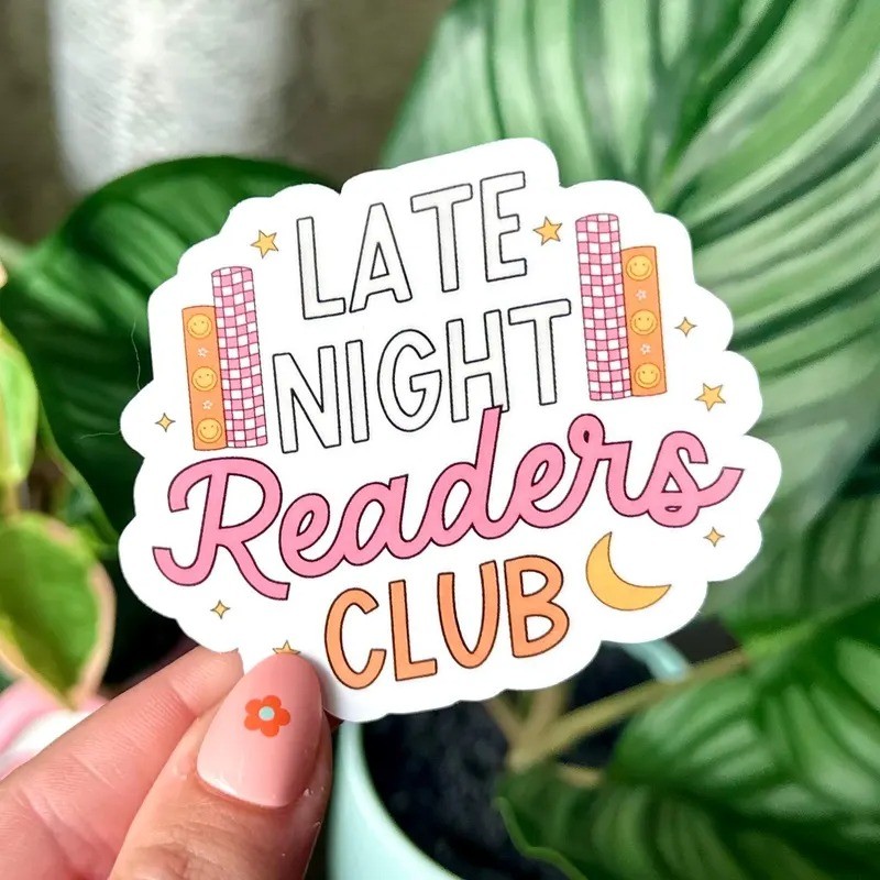 Sticker chống nước "Late night readers club" - nhãn dán dễ thương mua nhiều giá rẻ M000323-17