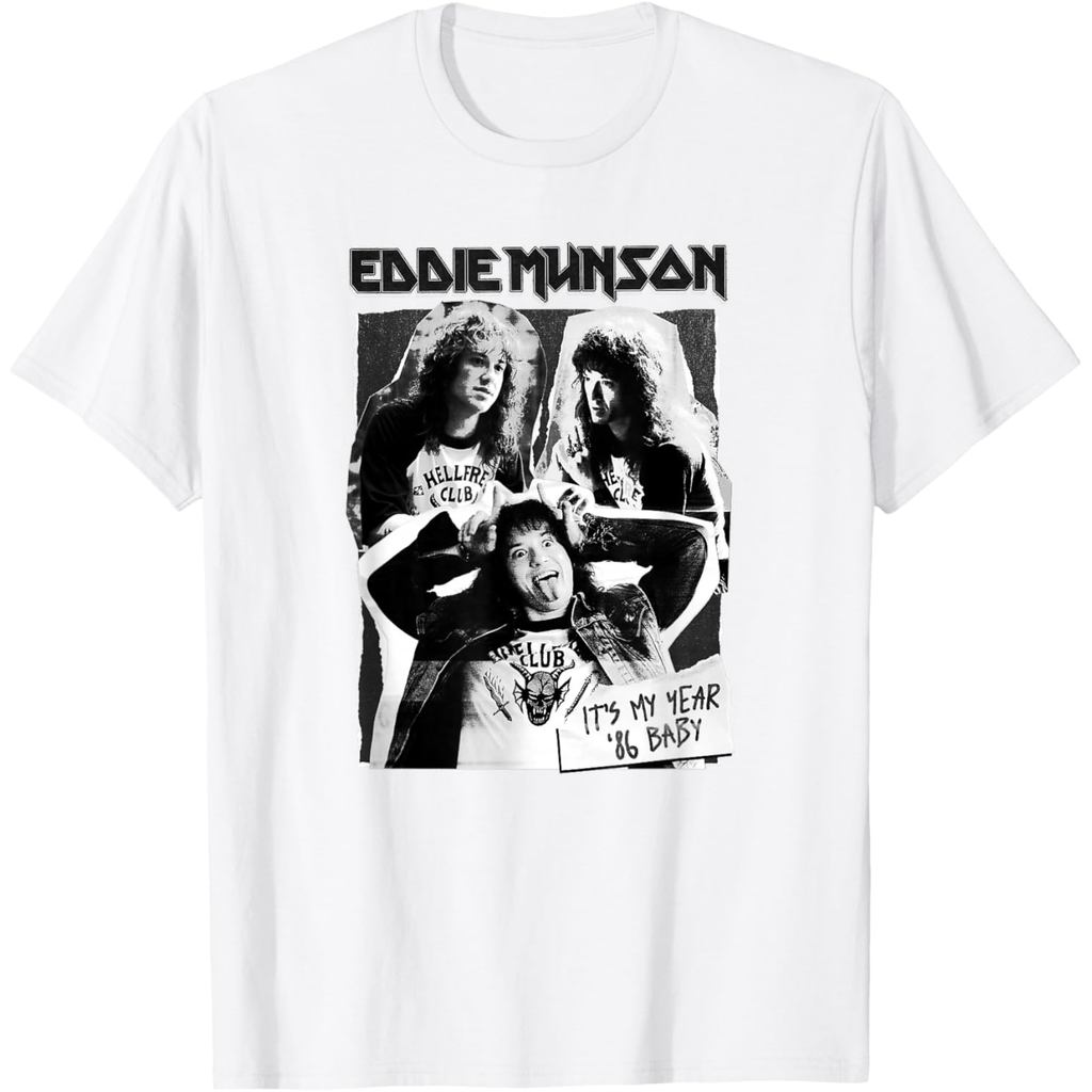 Áo thun cotton nam Stranger Things Hellfire Club Eddie Munson Cutouts Áo thun cotton chất lượng cao 