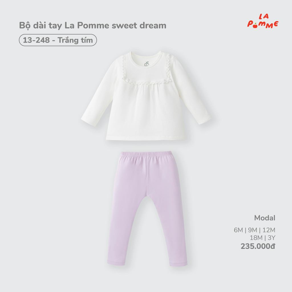 (6M-2Y) La Pomme - Bộ dài tay La Pomme sweet dream ( Mã 13248 ) - SS26.T7A ( ZZ )