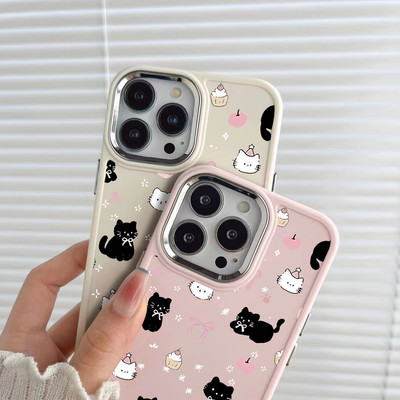 Suntaiho Kawaii Mèo Nơ Mềm Màu Hồng In Hình TPU Chống Sốc Cho iPhone 17 16 15 14 13 12 11 X XS XR Pro Max Plus
