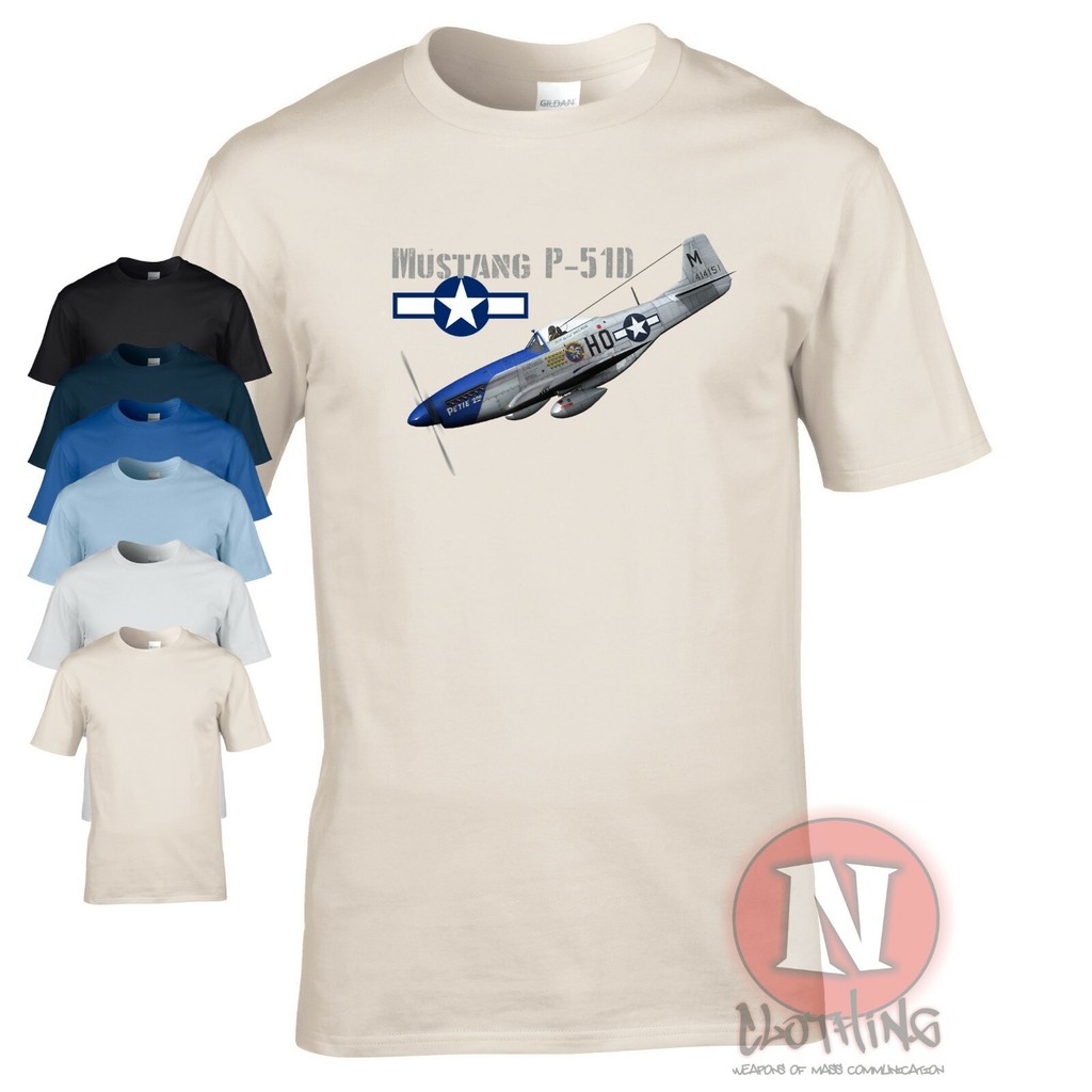 2025 dành cho bạn bè áo sơ mi bánh quế P51 Mustang áo thun Chiến tranh thế giới 2 WW2 Máy bay chiến 