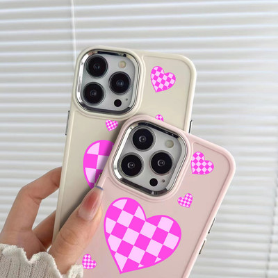 Suntaiho Checker Heart Solid Black In Hình TPU Chống Sốc Cho iPhone 17 16 15 14 13 12 11 X XS XR Pro Max Plus