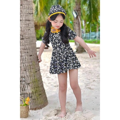 Đồ bơi một mảnh BABY kèm mũ chống nắng Cúc Hoạ Mi