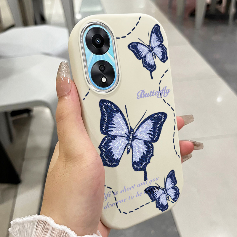 Ốp Lưng Cho OPPO A58 5G A78 5G A58X 5G A1X A2X 5G A58 4G Màu Xanh Bướm Điện Thoại Chống Sốc Tròn Và 