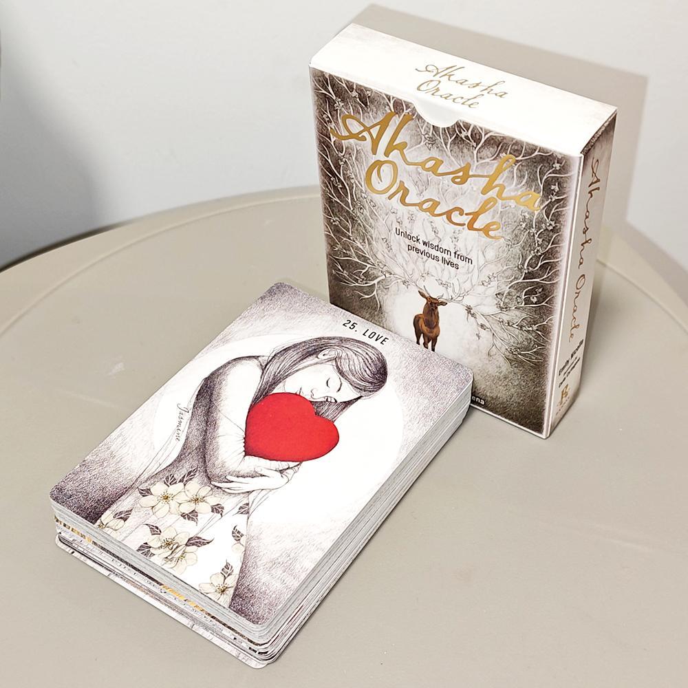 10.5x7.5cm Akasha Oracle Deck 50 Thẻ Để Mở Khóa Cuộc Sống Quá Khứ Trí Tuệ Akashic Records In Trên 35