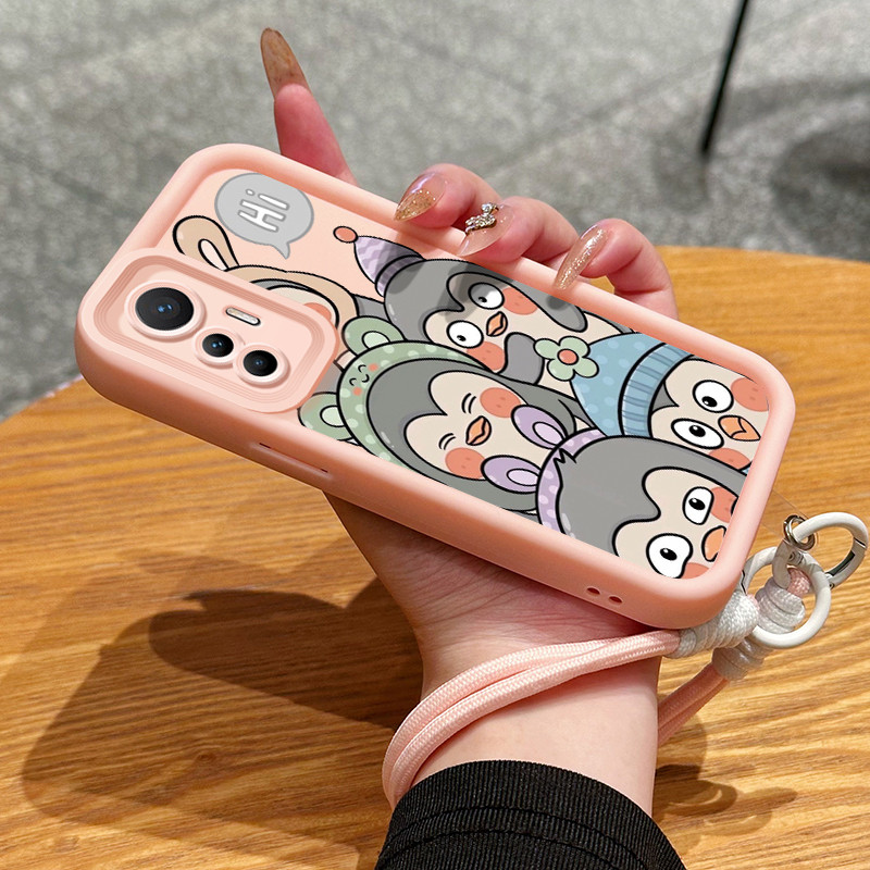 Ốp Lưng Cho Xiaomi 12 Lite Penguin Cat Silicone Điện Thoại Dây Đeo Chống Sốc