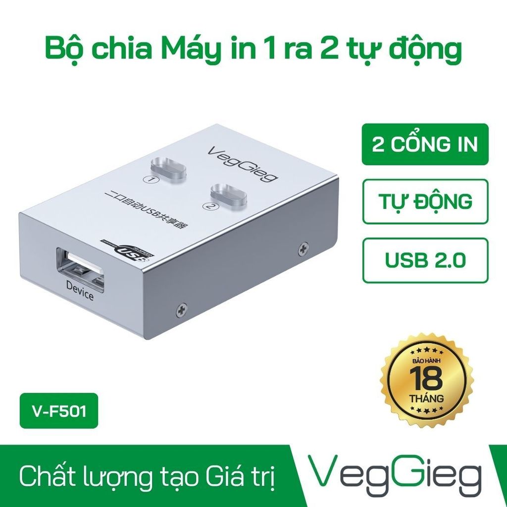 BO CHIA MAY IN 2 MAY TINH DUNG CHUNG 1 MAY IN 2PC TO MAY IN VEGGIEG V-F501 - BH18T