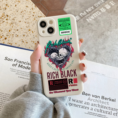 Suntaiho Gothic Skull Heart Matte Black In hình TPU chống sốc cho iPhone 17 16 15 14 13 12 11 X XS XR Pro Max Plus