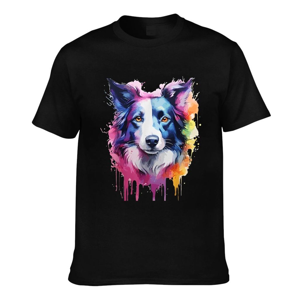 Thời Trang In Hình Border Collie Lovers Pop Art Thiết Kế Màu Sắc Border Collie Dog Casual Mens Tee
