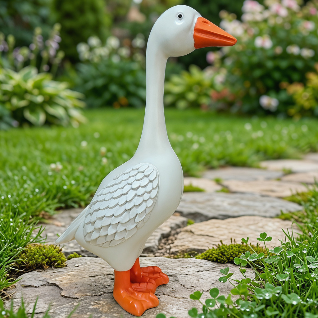 Luoyang Mẫu Đơn Sáng Tạo Giddy the Porch Goose Tượng Vườn Ngỗng Trắng Điêu Khắc Trang Trí