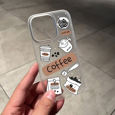 Suntaiho Cà Phê Doodle Trong Suốt In Hình TPU Chống Sốc Cho iPhone 17 16 15 14 13 12 11 X XS XR Pro Max Plus