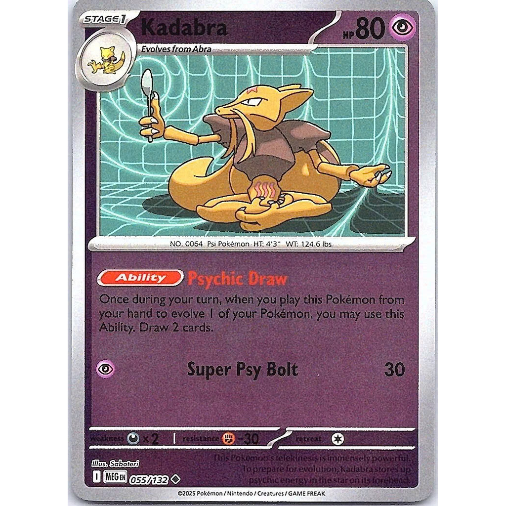 Thẻ Bài Pokemon Kadabra - 055/132 - Reverse Holo Uncommon