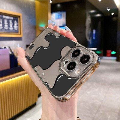 Suntaiho Mực Trừu Tượng Nhỏ Giọt Trong Suốt In Tối Giản Chống Sốc TPU Dành Cho iPhone 17-11 X XS XR Pro Max Plus