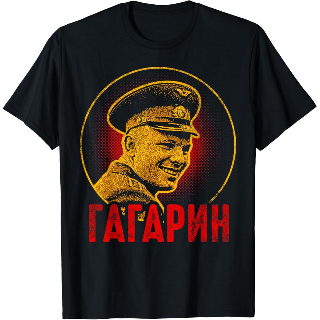 Áo thun cotton nam Yuri Gagarin Phi hành gia Phi hành gia Liên Xô Không gian Áo thun Cyrillic cotton