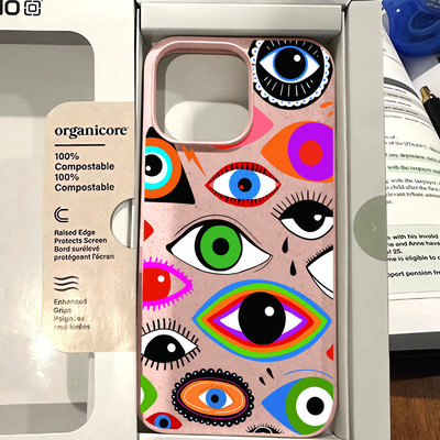 Suntaiho Evil Eye Pattern Pastel Màu Hồng In Hình TPU Chống Sốc Cho iPhone 17 16 15 14 13 12 11 X XS XR Pro Max Plus