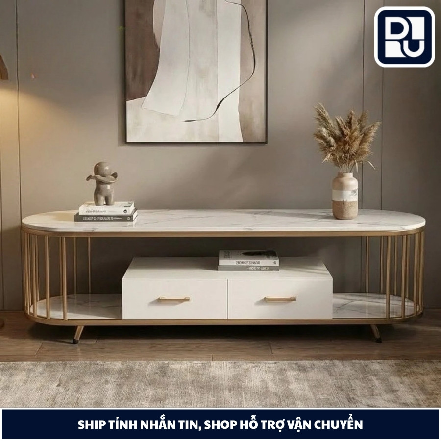 Kệ tivi NAGOMI KT-11, mặt đá, khung kim loại sơn tĩnh điện, có ngăn chứa đồ, DHUI DECOR