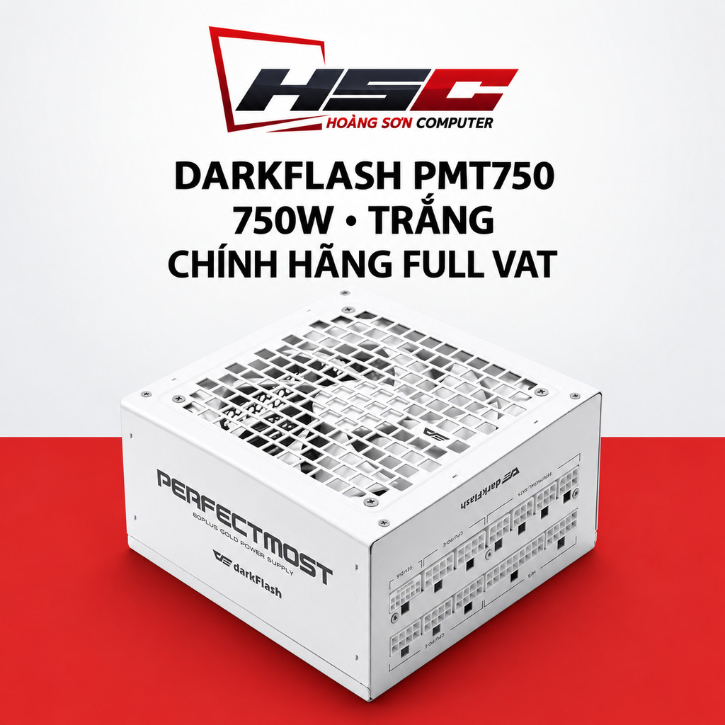Nguồn máy tính DarkFlash PMT750 750W trắng 80 PLUS Gold ATX 3.1 Full Modular - CHÍNH HÃNG FULL VAT