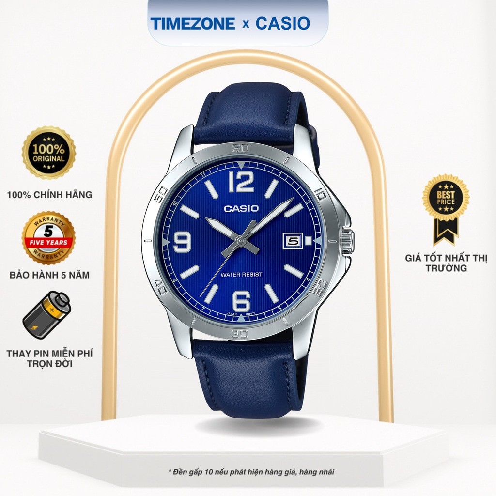 Đồng hồ Casio Chính Hãng MTP-V004L-2B Dây Da - TIMEZONEVN