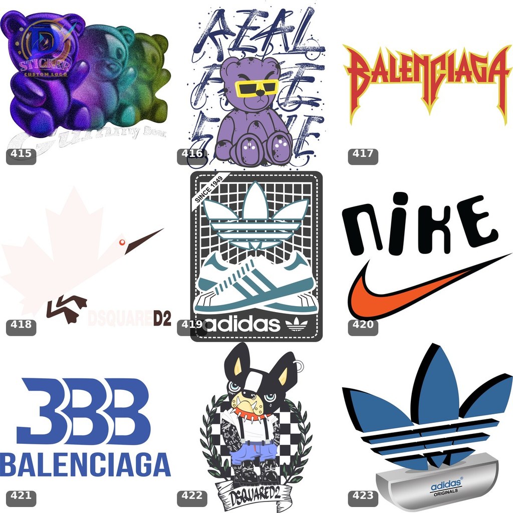 Hình in PET chuyển nhiệt các Brand decal ủi ép áo - 47