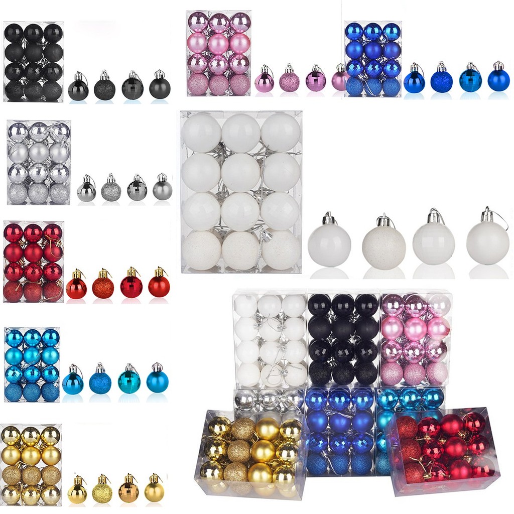 [Siêu quà tặng]❤24 Cái / bộ 40 Mm Giáng Sinh Giáng Sinh Cây Bóng Bauble Treo Nhà Trang Trí Tiệc Tran