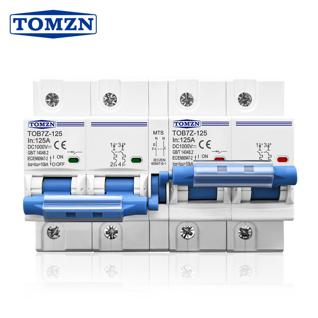 TMZN 125A 2P plus 2P DC MTS Công tắc chuyển đổi thủ công nguồn kép MCB cho hệ thống PV 2P + 2P