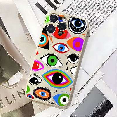 Suntaiho Evil Eye Pattern Jet Black In hình TPU chống sốc cho iPhone 17 16 15 14 13 12 11 X XS XR Pro Max Plus