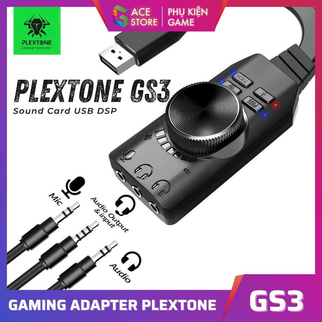 Sound Card Plextone GS3 Mark II – USB Sound Card Cho Gaming, 3.5mm