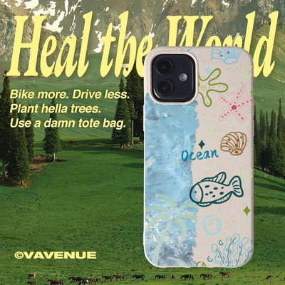 Suntaiho Dễ Thương Đại Dương Doodle Pastel In Hình Chống Sốc TPU Dành Cho iPhone 17-11 X XS XR Pro Max Plus