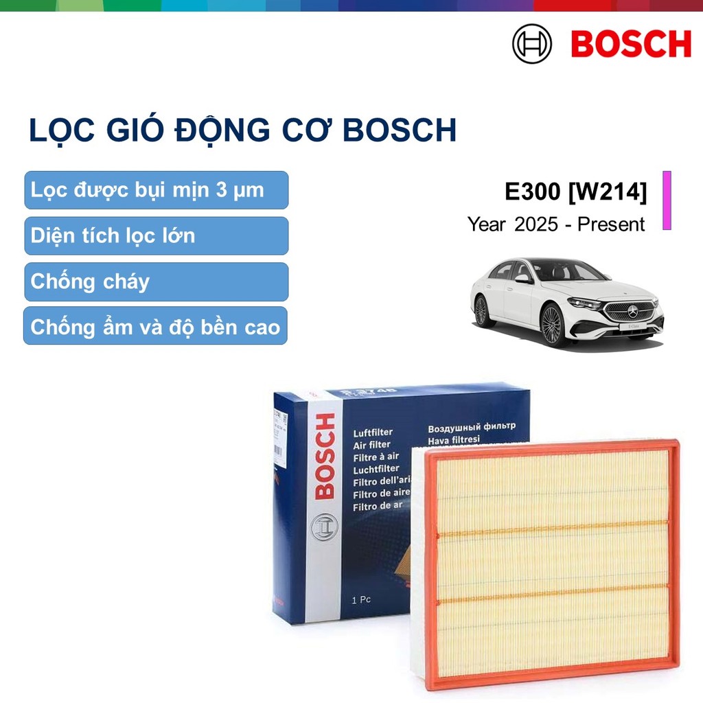 LỌC GIÓ ĐỘNG CƠ BOSCH: MERCEDES-BENZ E300 [W214] ĐỜI 2025 ĐẾN NAY