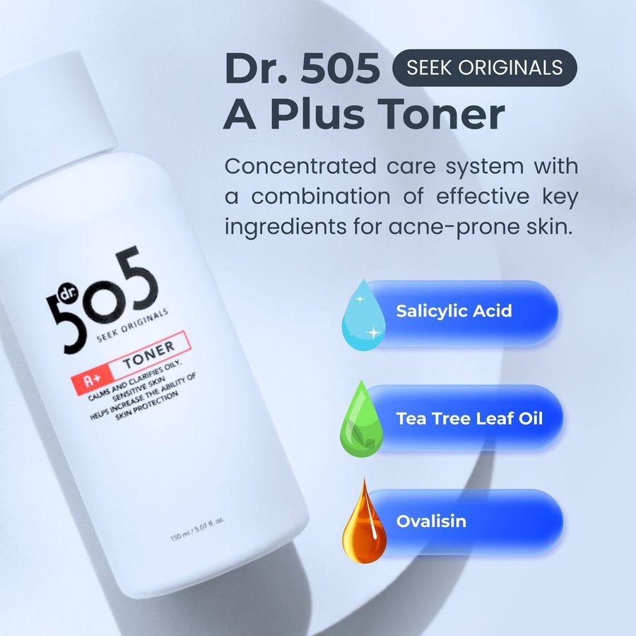 [Dr 505] A Plus Toner 150ml | Toner chăm sóc mụn chức năng với Axit Salicylic, Cây trà & Niacinamide