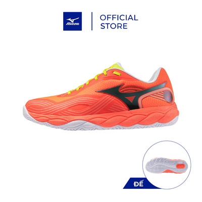 Giày Tennis Unisex WAVE ENFORCE COURT AC Trắng/Cam cháy/Vàng ánh xanh - 61GA263254