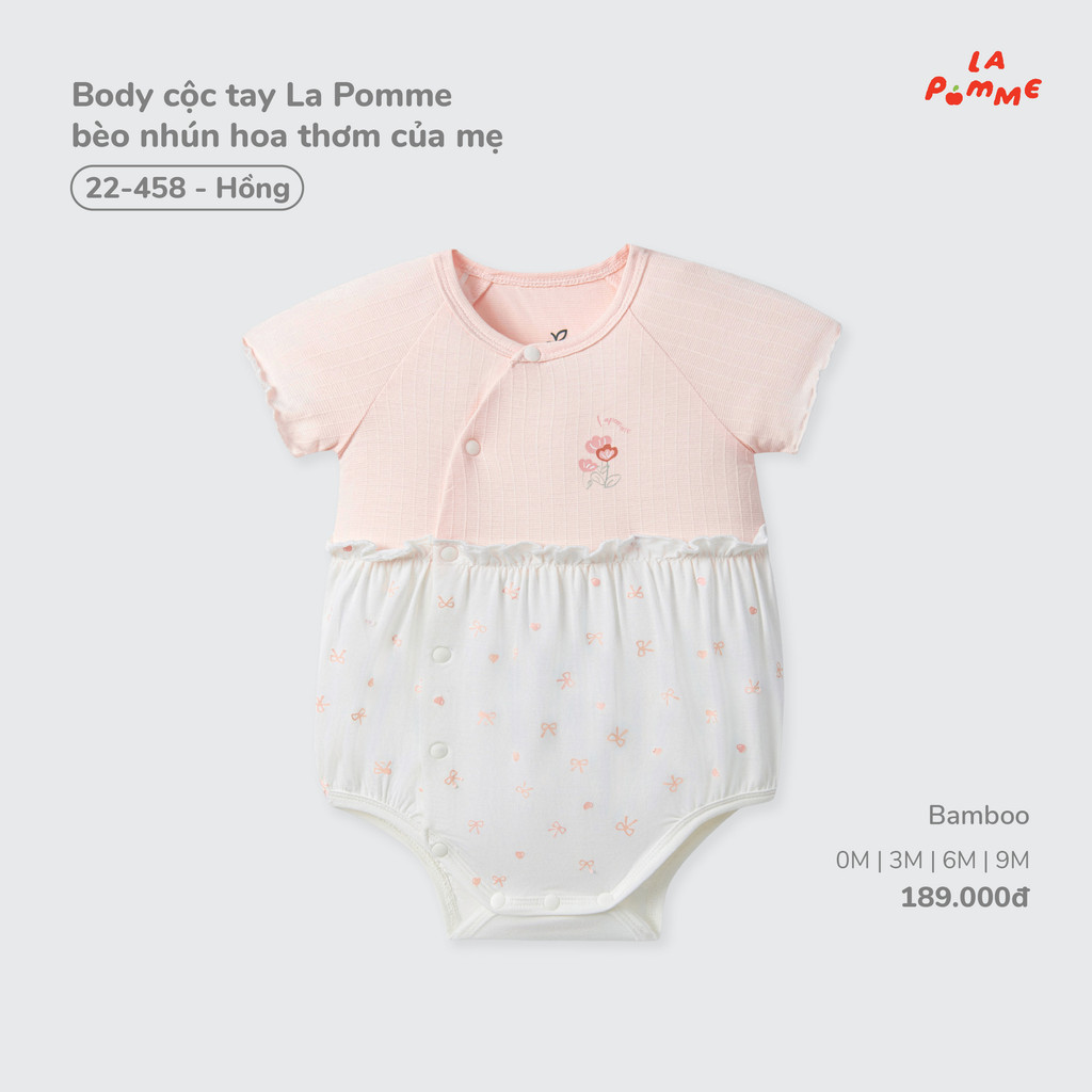 (0M-9M) La Pomme - Body cộc tay La Pomme bèo nhún hoa thơm của mẹ ( Mã 22458 ) - SS26.T7A ( ZZ )