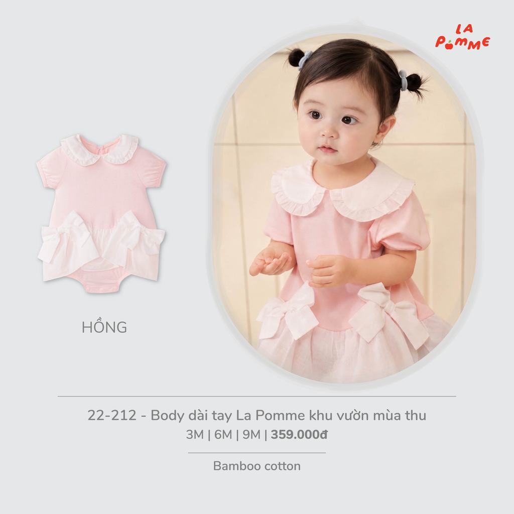 (3M-9M) La Pomme - Body cộc tay La Pomme Deluxe áng mây bồng bềnh ( Mã 22212 ) - SS26.T7A ( ZZ )