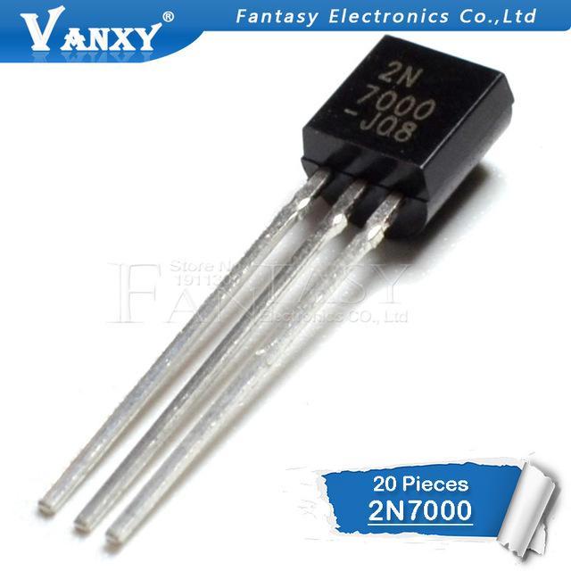 20 chiếc 2N7000 TO92 MOSFET Tín hiệu nhỏ 200 mAmps, 60 Volts N-Channel TO-92 Nguyên bản và mới