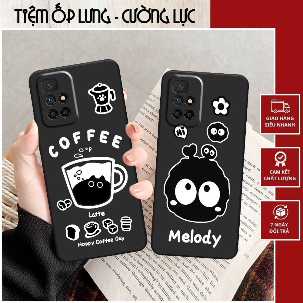 Ốp lưng Xiaomi Redmi 10 in hình họa tiết coffee, melody đáng yêu