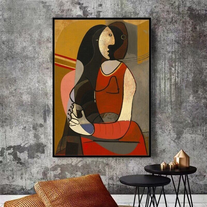 Nghệ Thuật Nổi Tiếng Ngồi Người Phụ Nữ Poster Bởi Pablo Picasso Tranh Canvas In Hình Picasso Trừu Tư