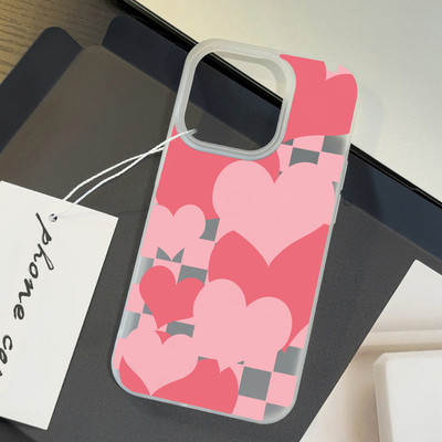 Suntaiho Pink Heart Colle Clear Case In hình TPU chống sốc cho iPhone 17 16 15 14 13 12 11 X XS XR Pro Max Plus