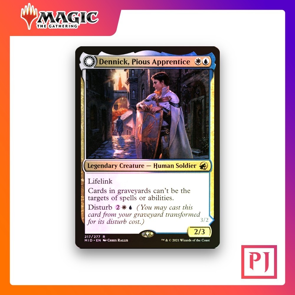 [MTG] Dennick, Pious Apprentice / / Dennick, Pious Apparition (217) [MID] [MULTI] [RARE] | Phép thuậ