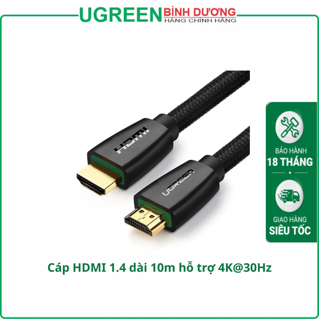 Cáp HDMI 2.0 dài 10m hỗ trợ 4K@60Hz Ugreen 40414 cao cấp