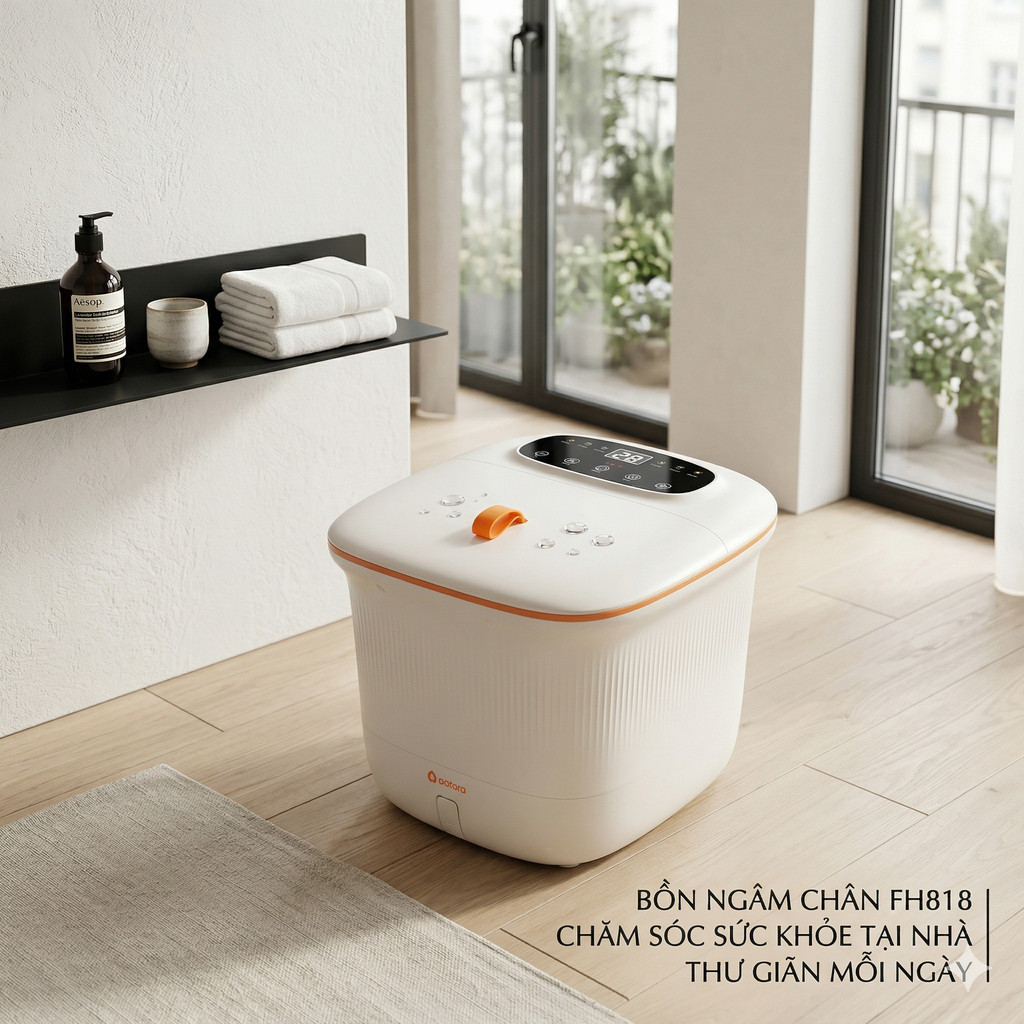 Bồn Ngâm Chân Massage Tự Động FH818 (520W),có Remote Chăm Sóc Thư Giãn Tại Nhà BASES STORE
