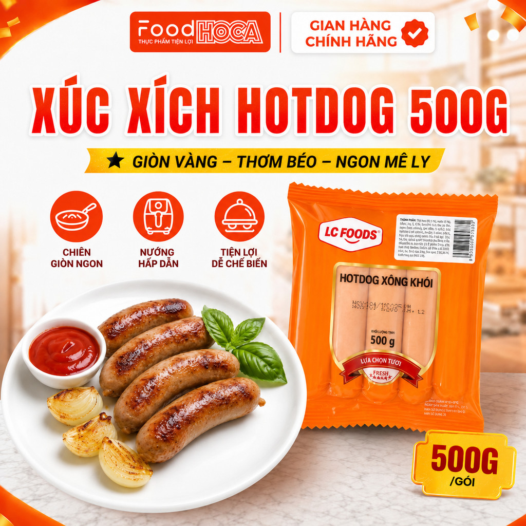 [GIAO HOẢ TỐC] Xúc Xích Hotdog 500G 10 Cây - Xúc Xích Hotdog Thơm Ngon Shop HOCA FOOD