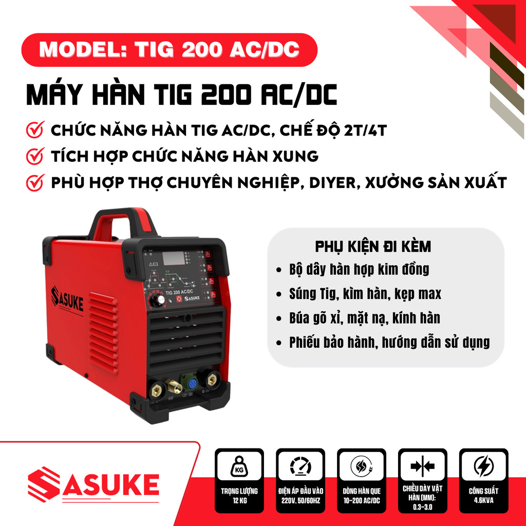 MÁY HÀN 20-200A TIG 200 AC/DC SASUKE - HÀNG CHÍNH HÃNG