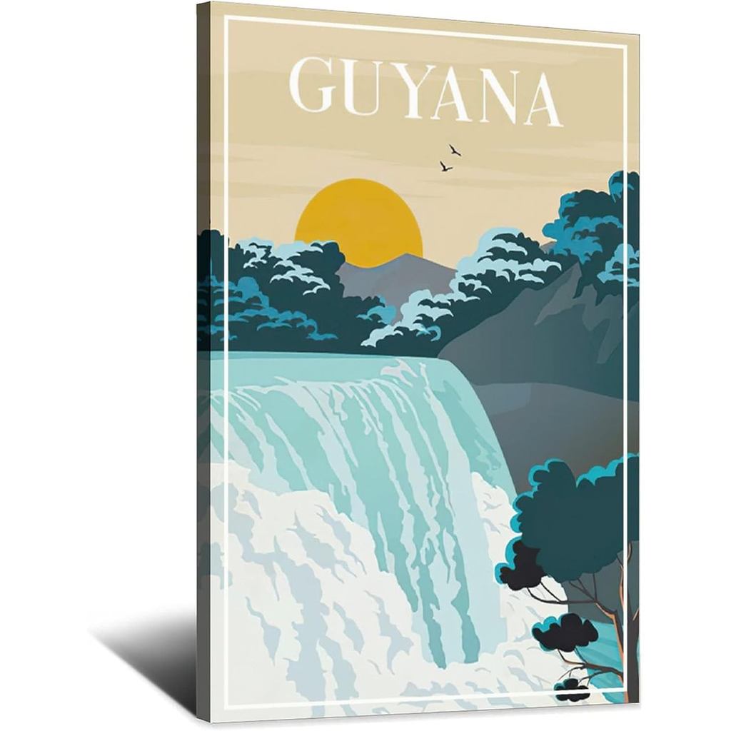 Guyana Vintage Du Lịch Áp Phích In Hình Canvas Poster Văn Phòng Hiện Đại Gia Đình Phòng Ngủ Thanh Tậ