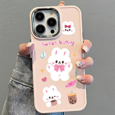 Suntaiho Chú thỏ dễ thương in hình tương phản tối màu TPU chống sốc cho iPhone 17 16 15 14 13 12 11 X XS XR Pro Max Plus