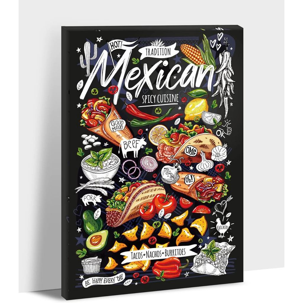 Nhà Bếp Mexico Cay Ẩm Thực Hình Ảnh Trang Trí Tường Tacos Nachos Và Burritos: Một Truyền Thống In Ca