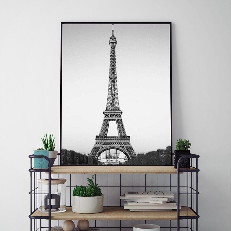 Tháp Eiffel Trang Trí Tranh Canvas Poster Pháp Paris Treo Tường Nghệ Thuật In Đen Trắng Paris Landsc