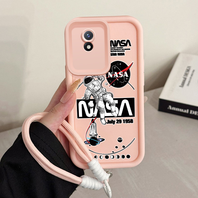 Ốp Lưng Cho VIVO Y02 Y02A Y02s Y02T Space Man Điện Thoại Dây Đeo Chống Sốc Silicon