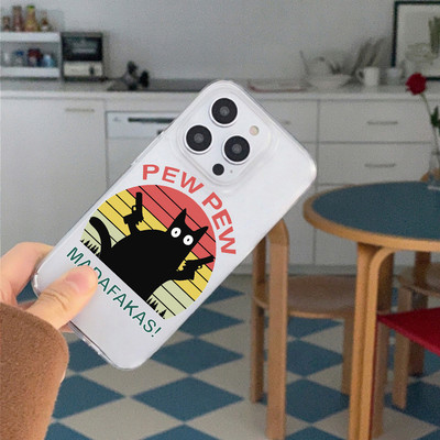 Suntaiho Retro Cat Meme Pha Lê In Hình Trong Suốt Chống Sốc TPU Dành Cho iPhone 17 16 15 14 13 12 11 X XS XR Pro Max Plus