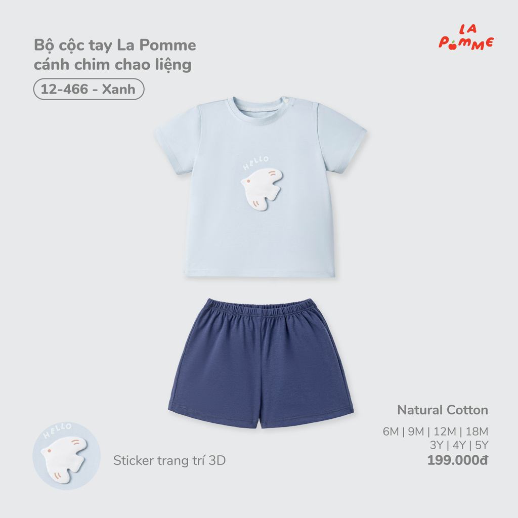 (6M-4Y) La Pomme - Bộ cộc tay La Pomme cánh chim chao liệng ( Mã 12466 ) - SS26.T7A ( ZZ )