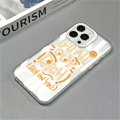 Suntaiho Happy Typography Lens Frame In hình TPU chống sốc cho iPhone 17 16 15 14 13 12 11 X XS XR Pro Max Plus